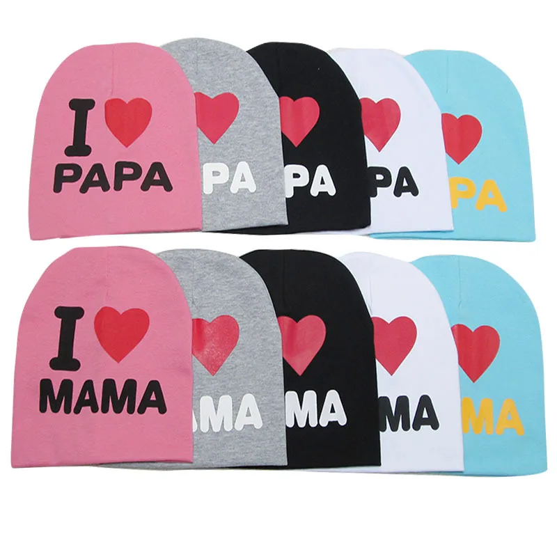 

Soft Baby Hat Elastic Cotton Toddler Beanie Cap for Newborn Boys Hat Girls Caps I LOVE PAPA MAMA Infant Cap Accessories