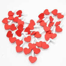 50pcs Love Wood Clips Beautiful Mini Fixation Clip for Photo Card Painting Clothespin Craft Decoration Pegs Memo Paper Clips