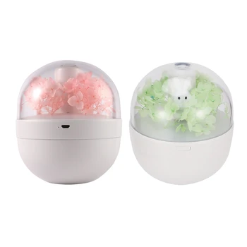 

2pcs Air Humidifier 220ML Rabbit Diffuser Rechargeable Humidification USB Aroma Diffuser Cool - Green & Pink