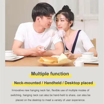 

High Quality Portable Lazy Sports Halter Fan 2 Fans Mini Hanging Neck Fan USB Rechargeable Cover Halter Sports Aromather
