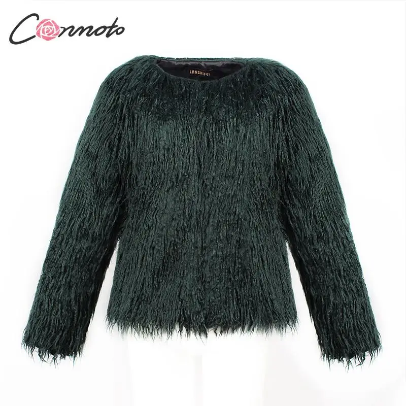 Conmoto Women Winter Faux Fur Coats Female 2019 Warm Solid Color Large Size Fluffy Jackets Ladies Fashion Outerwear | Женская одежда