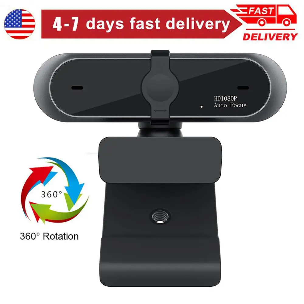 Rotatable para Transmissão ao Vivo Entrega Rápida Mini Computador Webcam Anti-peeping Câmera Ajustável Vídeo Conferência Trabalho 1080 p hd