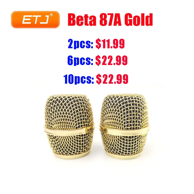 2pcs Polished Gold Beta87A Mesh Grille Metal Ball For Shure Microphone Accessories Wholesales