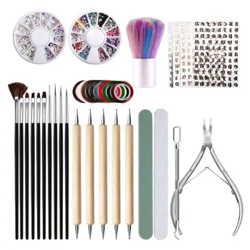 

Nail Art Brush Dotting Painting Pen Picker Rhinestones Decoration Manicure Care Salon Tool Set