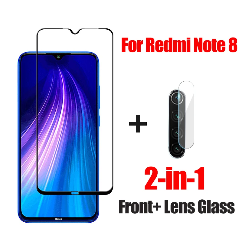2 в 1 стекло для объектива камеры для Xiaomi Redmi Note 8 7 Pro Note 8T закаленное стекло для защиты экрана для Redmi 8 7 K20 Pro стеклянная пленка - Цвет: For Redmi Note 8