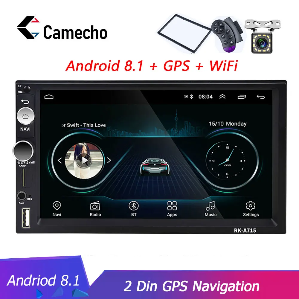 

Camecho Andriod 8.1 Car Multimedia Player GPS Navigation Car Radio 2 Din Wifi USB FM FM MirrorLink 7''HD Car Audio Stereo Radios