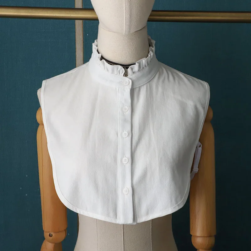 

White Shirt Detachable Collars for Women False Collar Shirt Woman Stand Ruffles Fake Half Shirt Collar Remoable Faux Col Tie