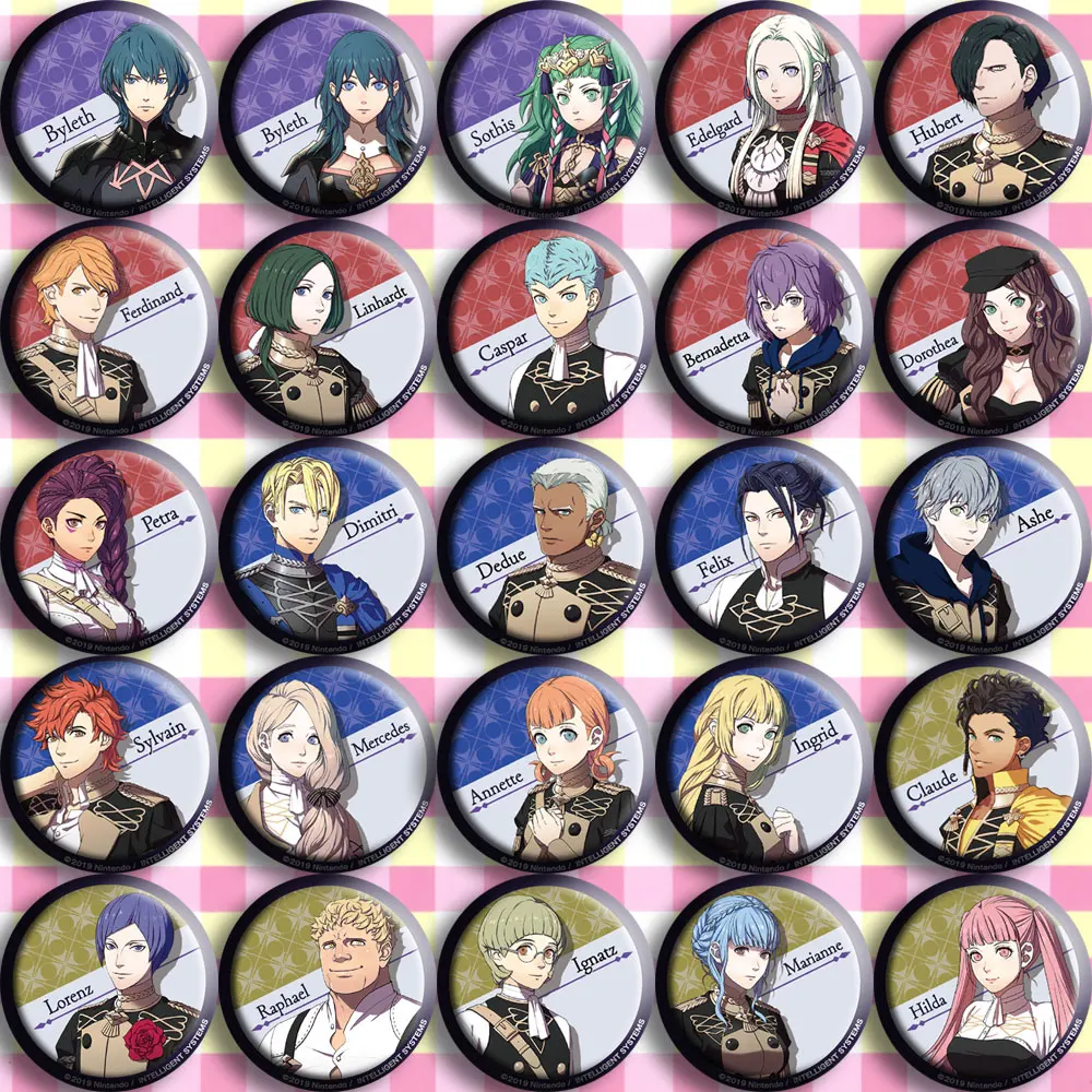 

full set 25pcs 58mm Fire Emblem: ThreeHouses Edelgard von fresberg Badges Brooch Anime Icons Back Deco