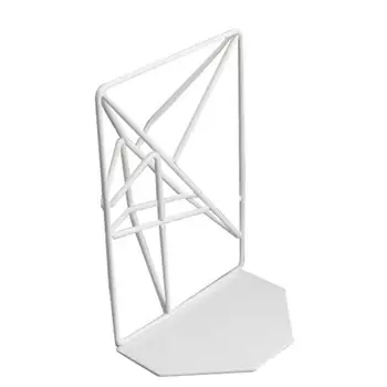 

1 PC Geometrical Iron Rack Bookend Art Durable Creative Book Storage Rack for Home Office Black White