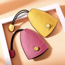 Органайзер для ключей со смайликом, унисекс крест, зерно, брелок из воловьей кожи, держатель из натуральной кожи, яркие цвета, брелок Mini Llavero Piel D990