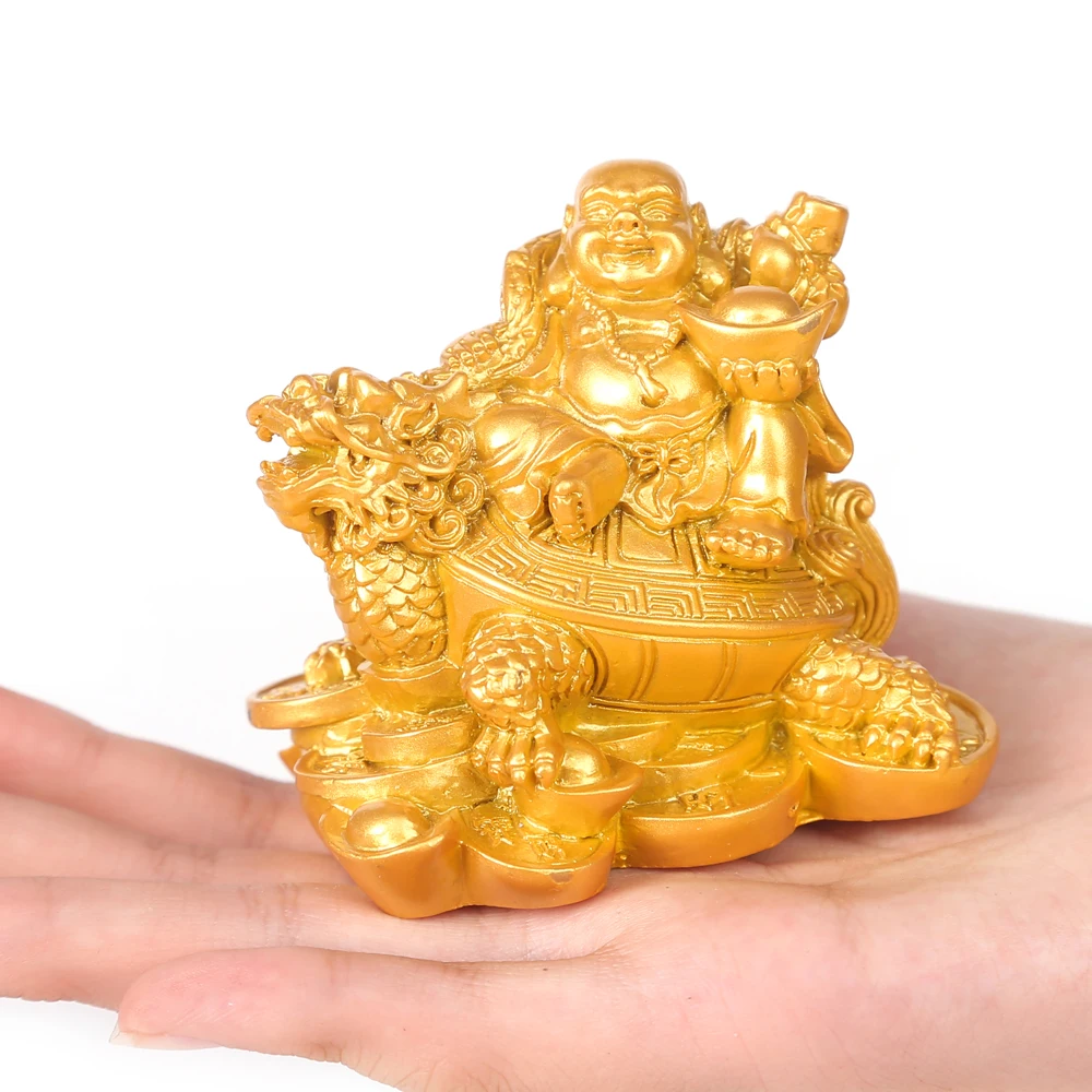 Смеющийся Будда скульптура современное искусство Смола Будда езда черепаха-дракон статуя украшение для дома аксессуары Фортуна Будда статуя