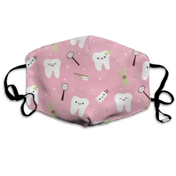 

Comfortable Two Layer Dust Mask, Soft Teeth Fabric Toothpaste Pink Face Mask Cover Mouth for Adults and Teens