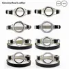 1pc 316L stainless steel floating glass locket with black real leather bracelet 1