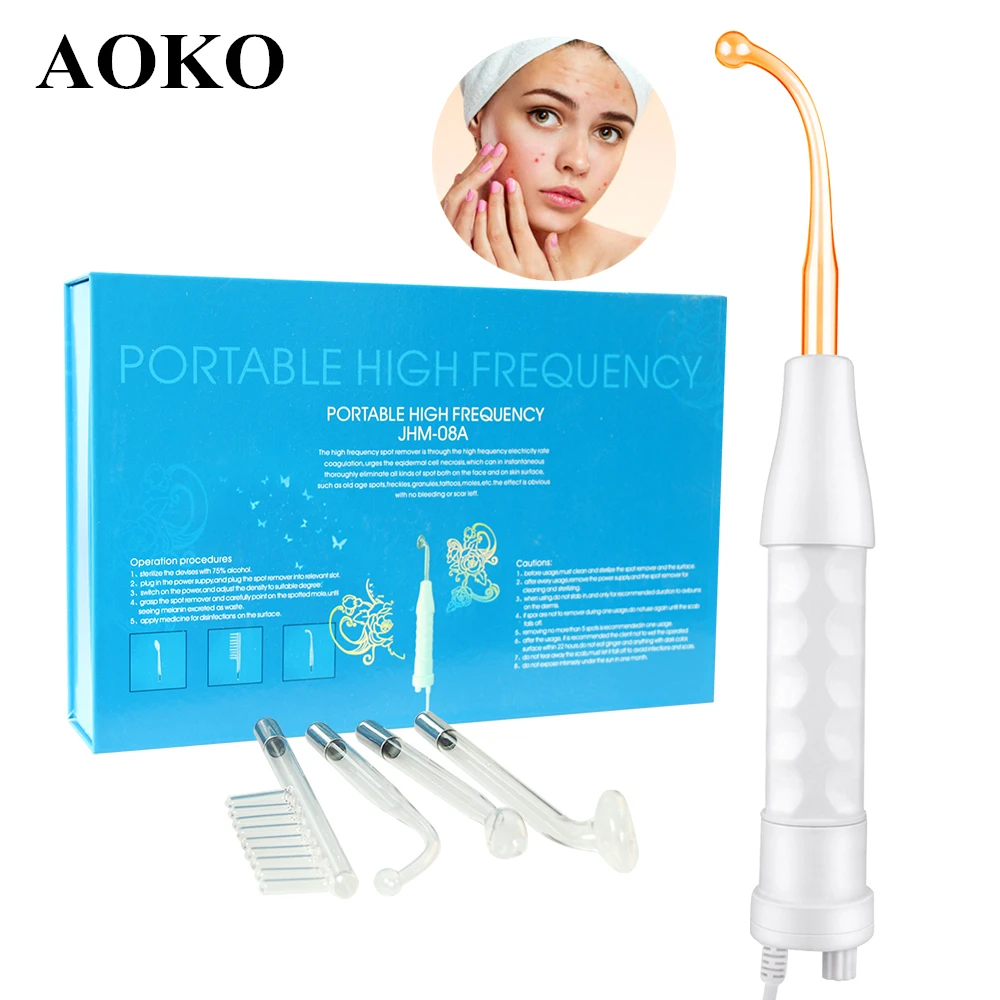 AOKO 2020 New High Frequency Electrode Glass Tube Electrotherapy Beauty Device Anti Acne Skin Care Instrument Facial Spa Salon