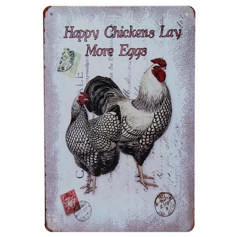 Farm Fresh Eggs Tin Sign Tintin Garage Home Wall Decor Vintage Stickers Retro Poster Pub Up Signs Metal Plate Art Painting H43 - Цвет: J