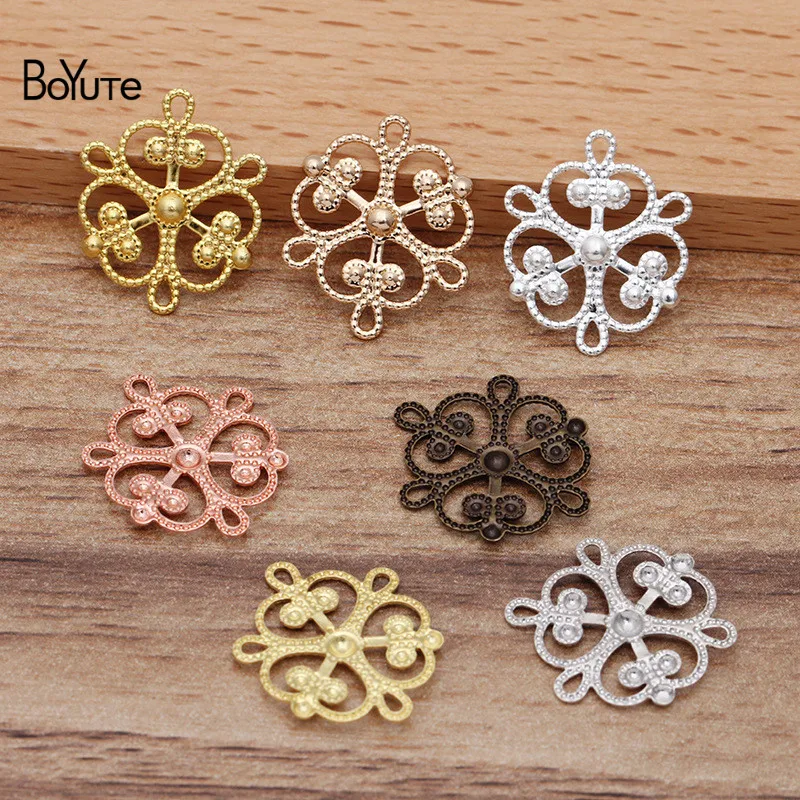 BoYuTe (100 Pieces/Lot) 15*38MM Metal Brass Filigree Plate Flower Charms Handmade DIY Jewelry Materials | Украшения и аксессуары