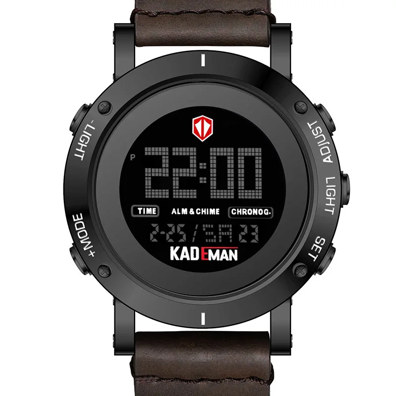 

Fashion Sports Leather Men Watches Top Brand Luxury KADMAN New 2019 Waterproof LCD Watches Men Relogio Masculino