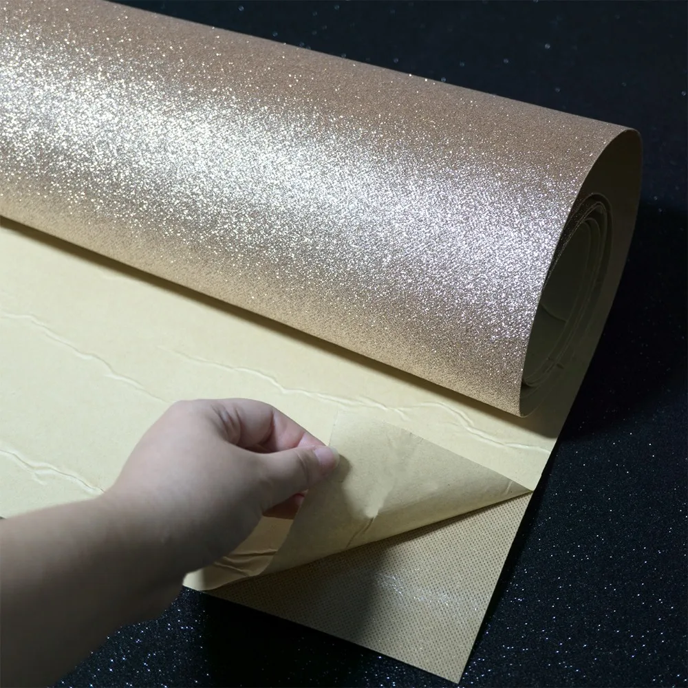 Auto-adesivo Glitter Wallpaper Rolls para Paredes Bling Peel e Stick Roll Decor Craft Fabric Casamento