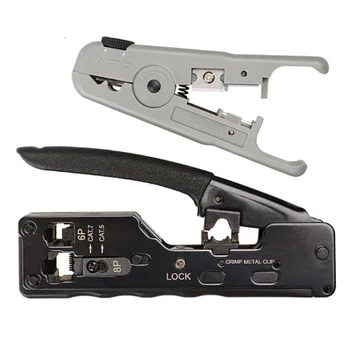 

HHO-RJ45 Tool Network Crimper Tools for Cat7 Cat6 Cat5E Cat5 STP Plugs RJ45 Connector Cables Multifunction Crimp Metal Clip