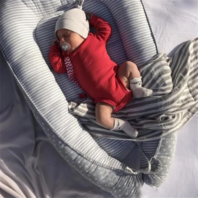 Portable Baby Bed Twin Baby Cribs 80*45cm Cotton Soft Travel Baby Crib 6 Colors Newborn Baby Bed