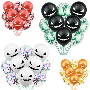 

20PCS/pack Halloween Series Balloon Decoration 12 Inch Funny Face Confetti Decoration Balloons Latex Printing Balloon
