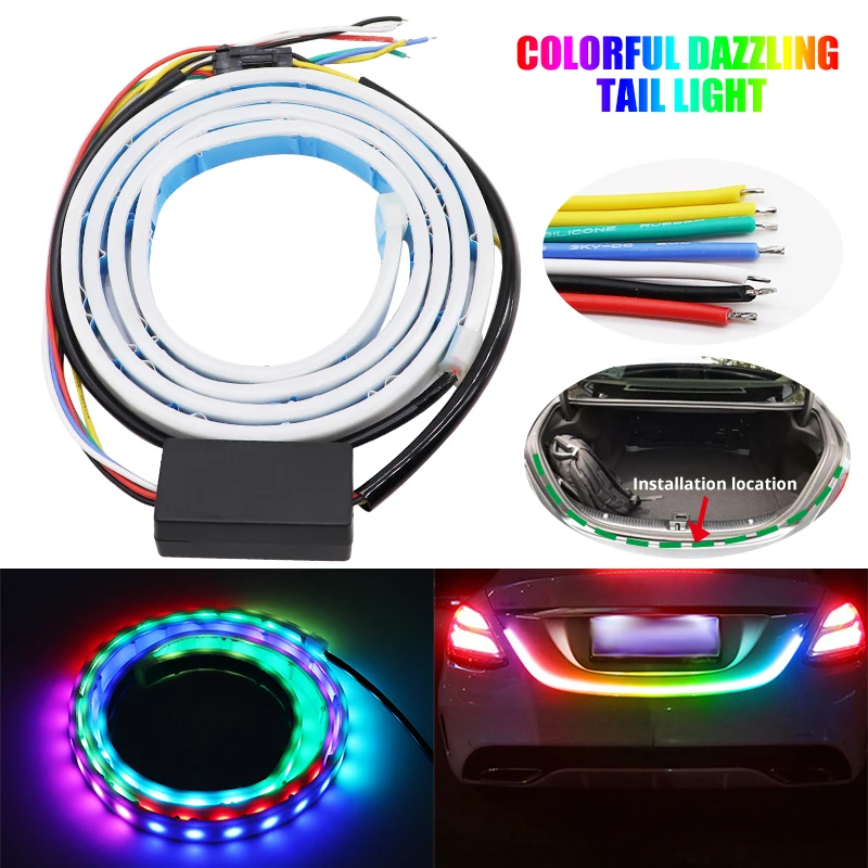 

120CM Car Trunk Brake Stop Strip Light Dynamic Streamer Floating LED Strip Auto Trunk Tail Brake Running Turn Signal Lamp
