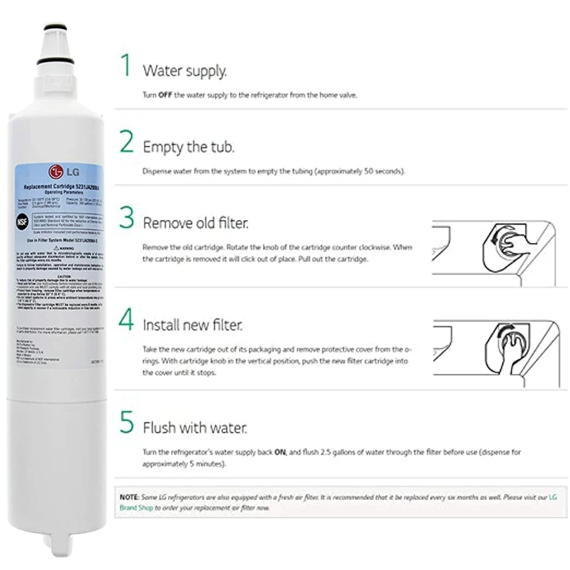 substitua filtro de geladeira lg adequado para