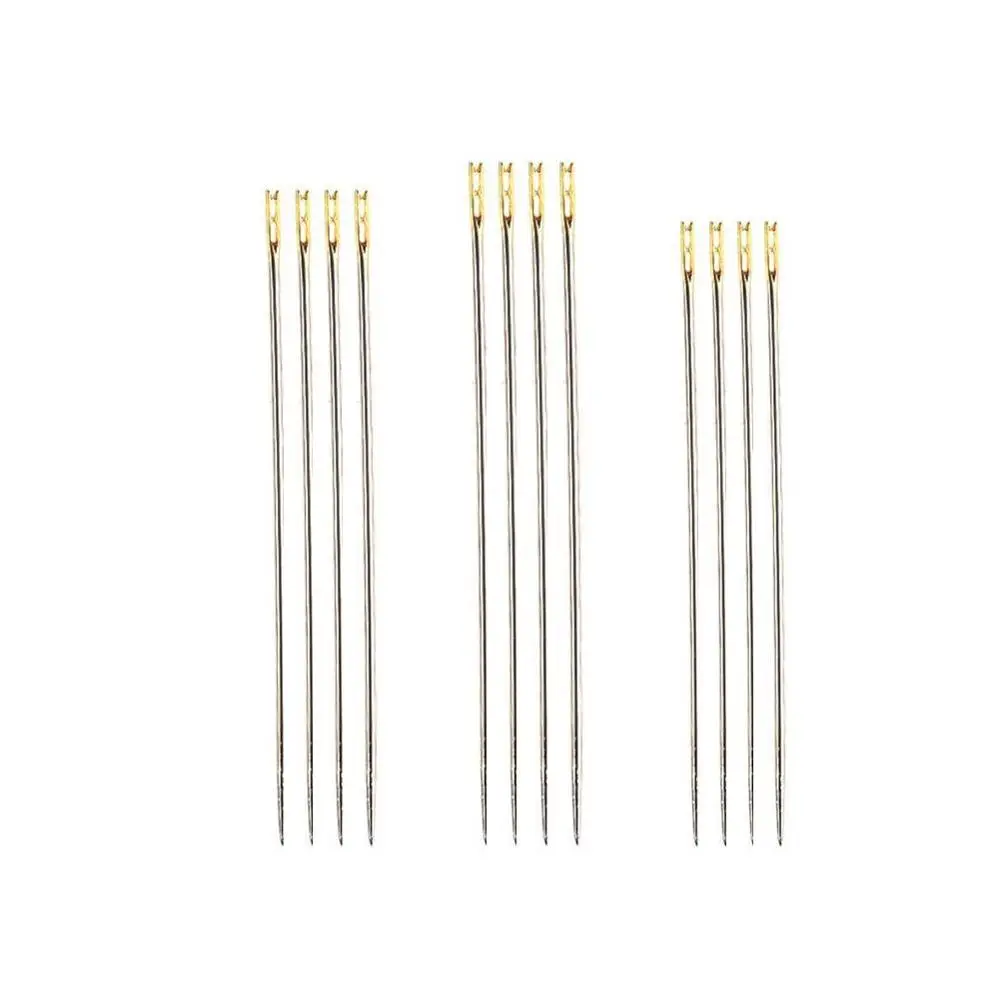 6/12Pcs Stainless Steel Large Eye Needles Leather Sewing Needle Gold Needle Embroidery Tapestry Hand Sewing Accessories