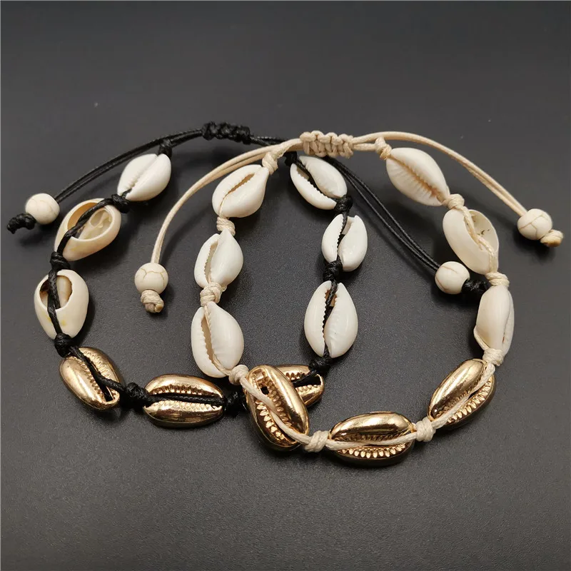 

Women Simple Golden Shell Hand Woven Delicate Rope Chain, Charm Bracelet, Bohemian Beach Jewelry