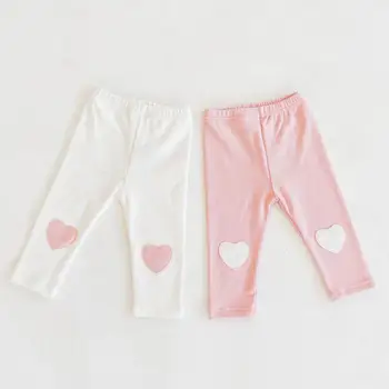 

Autumn Newborn Pants Heart Patch Cotton Baby Girl Leggings Kids Trousers Fashion Children's Pants