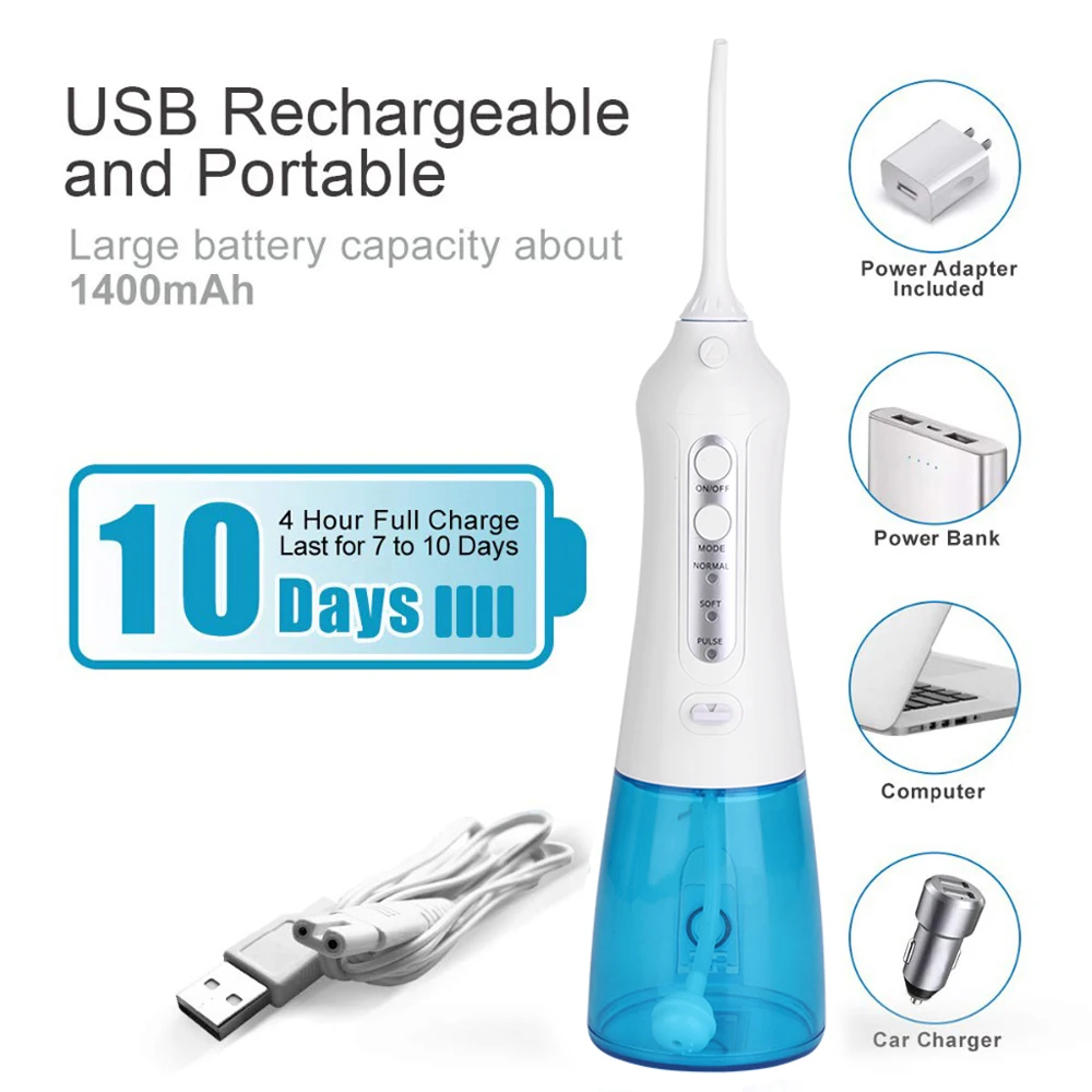 Портативный ирригатор полости рта с 3 режимами перезаряжаемый через USB