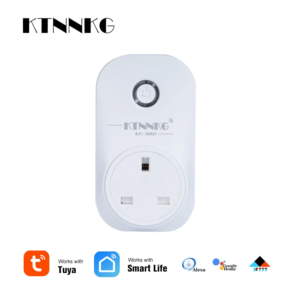 Смарт-разъем TUYA smart life 10A UK wifi с монитором питания, wifi Беспроводная умная розетка с Google Home Alexa Голосовое управление