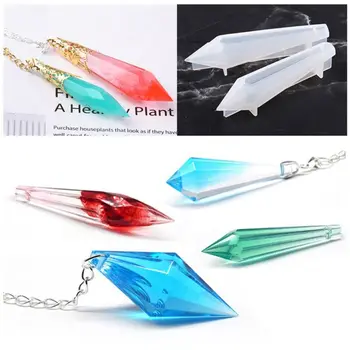

19Pcs Resin Pendulum Molds Silicone Quartz Crystal Molds with 30Pcs Metal Bead Caps Epoxy UV Resin Molds Jewelry Tools