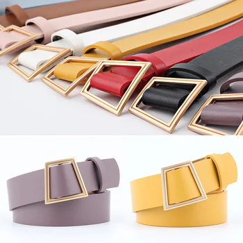 

HOT Buckles Belt Female Deduction Side Buckle Jeans Wild Belts For Women Fashion Students Simple Casual Trousers 103*3.5CM