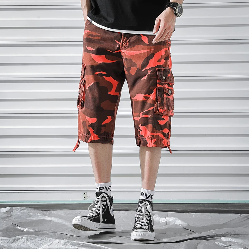 Мужские шорты Карго в стиле милитари Новые камуфляжные х/б мужские шорты свободные рабочие повседневные короткие брюки плюс размер камуфляжные мужские шорты