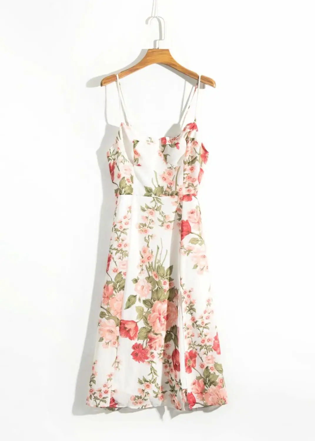 N421 floral DR4727 Bazaleas элегантные отрегулировать на тонких бретелях vestido синий Леопардовый принт женское винтажное платье-миди эластичный бюстгалтер сбоку Разделение женское платье - Цвет: N421 floral DR4727