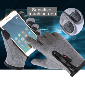 

Motorcycle Gloves Cycling Riding Glove Skiiing Gloves Touch Screen Zipper Windstopper Thermal Fleece Full Finger Winter Gloves