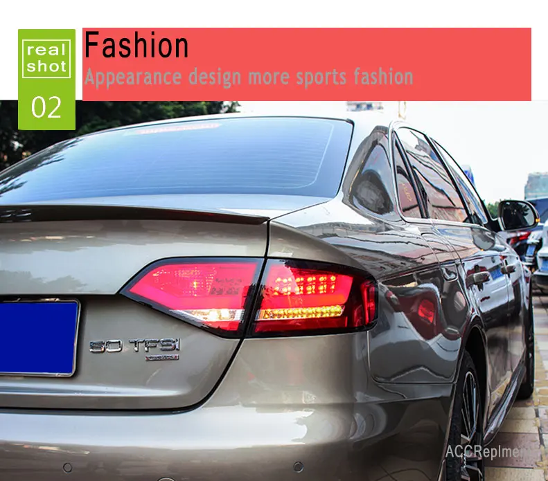 2 шт. автомобильный Стайлинг для Audi A4L задние фонари 2009-2012 для Audi A4L светодиодный задний фонарь+ сигнал поворота+ тормоз+ обратный светодиодный свет