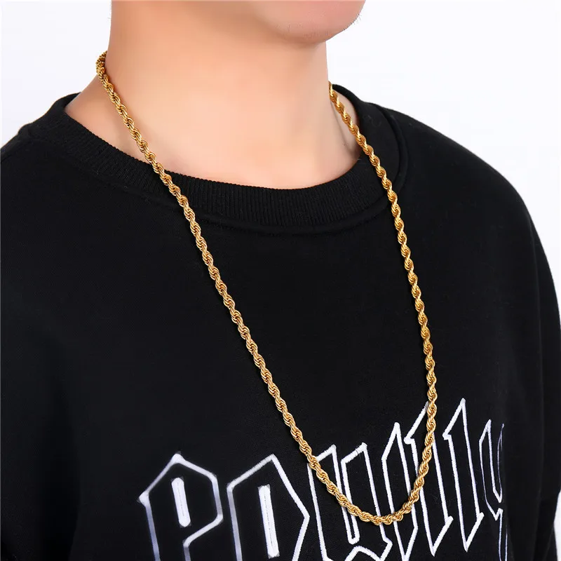 

TTLIFE Stainless Steel Necklace Twist Chain Titanium Steel Twisted Rope Twist Necklace Jewelry Pendant with Chain for Women Men