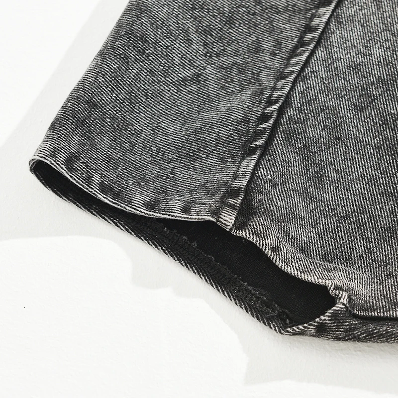 [EAM] Свободная черная джинсовая негабаритная куртка, Новая женская куртка-бомбер с отворотом и длинным рукавом, модная осенне-зимняя куртка 1D2040