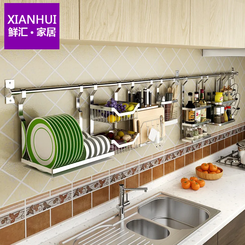 Настенная кухонная полка из нержавеющей стали 304 непробиваемая Асфальтовая чаша