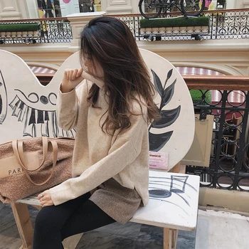 

Mishow women tops 2018 winter new arrivals sweater long sleeve casual female jumper loose turtleneck knitted pullovers MX18D5539