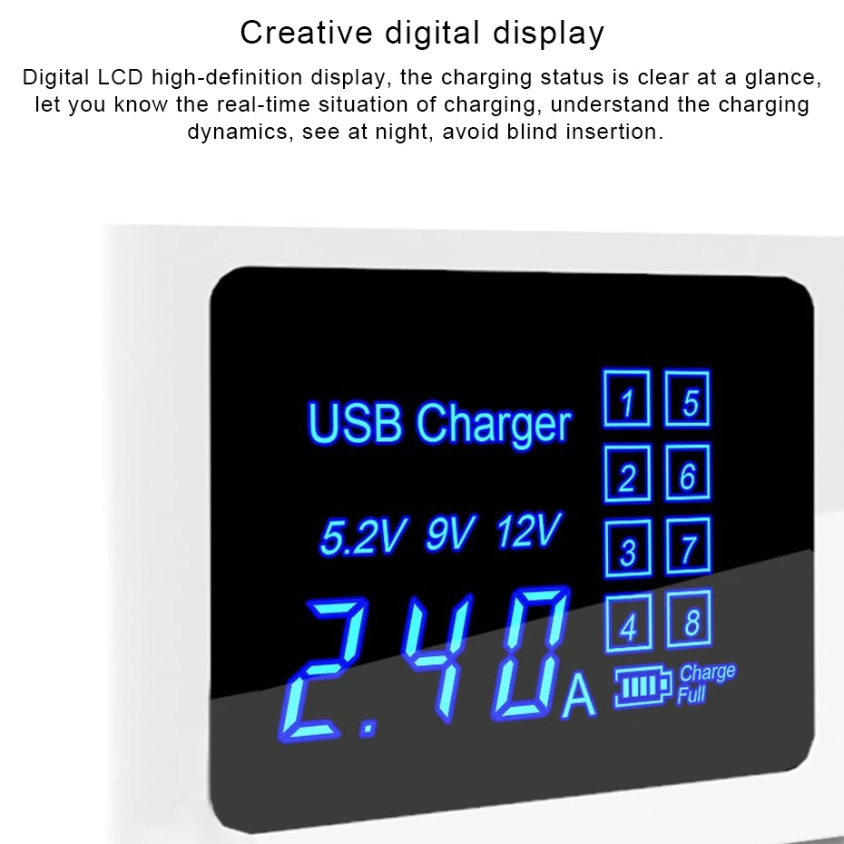 40 Вт QC 3,0 USB+ 5 usb портов многофункциональное зарядное устройство для путешествий со светодиодный дисплеем для iPhone huawei samsung Xiaomi onePlus 7T