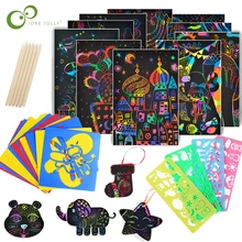 1 zestaw magiczny kolor tęczowy papier z szablonami zestaw kart z Graffiti wzornik do rysowania sztuka DIY malowanie rysunek zabawki prezenty dla dzieci ZXH