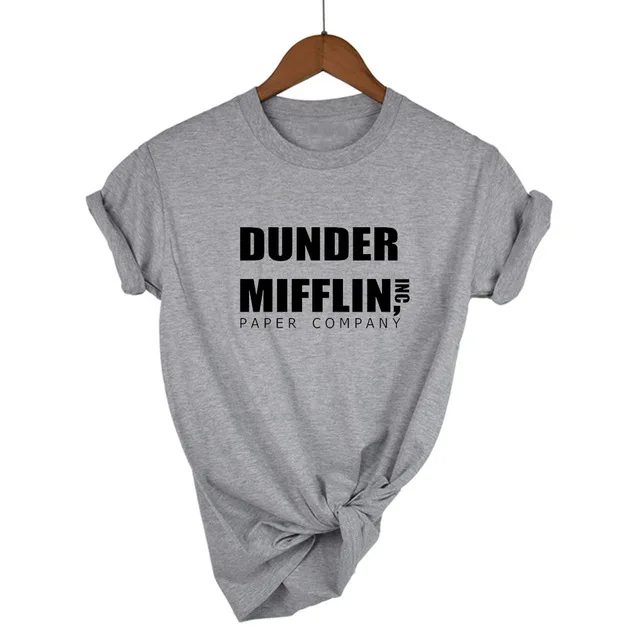 Офисная Футболка женская dander Mifflin inc. бумажная компания Wernham Hogg ТВ шоу Майкл Скотт Космос женская футболка - Цвет: Light Grey-B