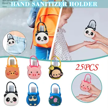 

25pcs Animals Series Portable Cartoon Children Alcohol Disinfectant 30ml Water-free Gel Hand Sanitizer Liquid Set Cover Keychain