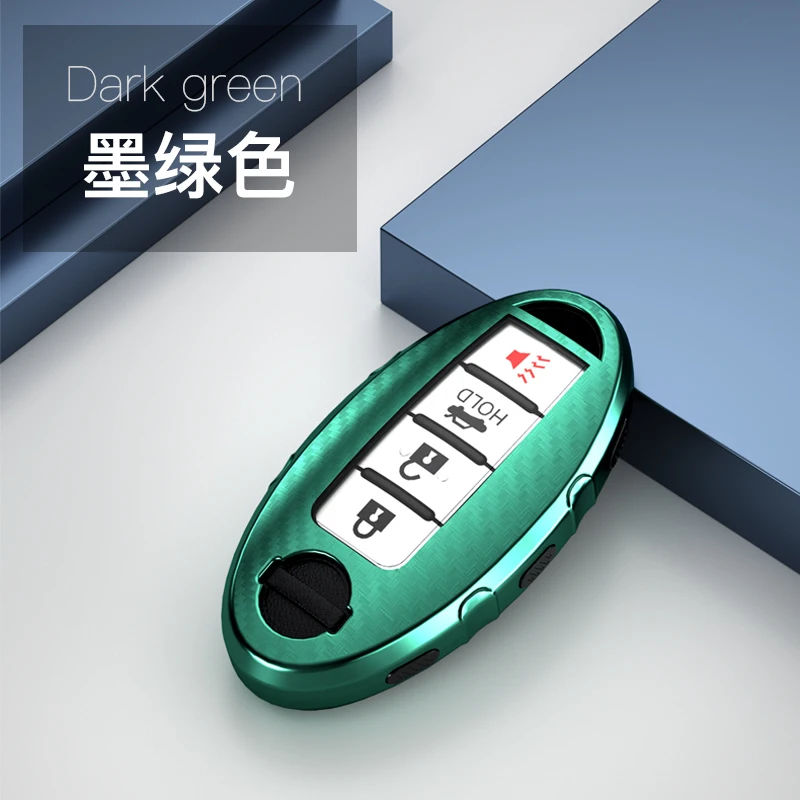 Green ТПУ+ карбоновый чехол ключа дистанционного управления автомобилем чехол для Nissan Qashqai J10 J11 X-Trail t31 t32 kicks Tiida Pathfinder Murano Note, Juke - Название цвета: Green