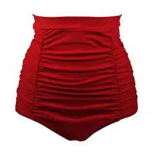 Женские Летние Ретро Стиль Высокая талия бикини повседневные, бассейн, пляж низ Ruched плавать Мини Длина шорты Тонкий