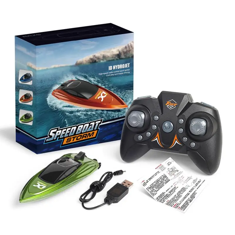 Remote Control Boat Mini RC Boat 5km/h Radio Remote Controlled High Speed Ship with LED Light Palm Boat Summer Water Toy Pool Toys Models Gifts