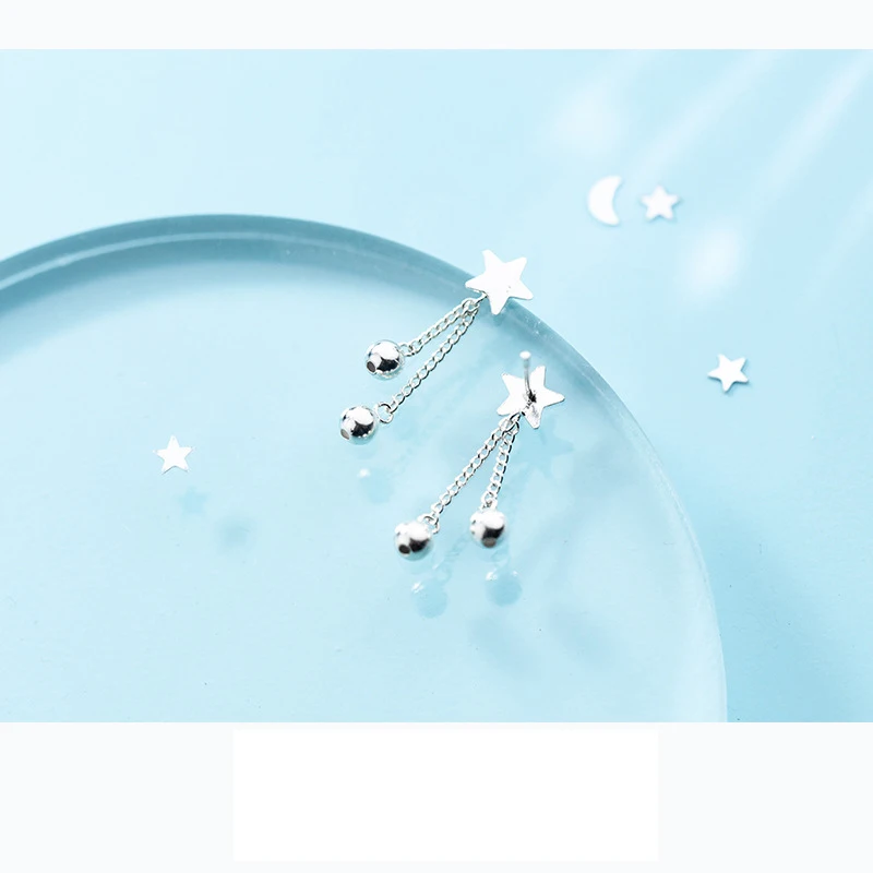 ElfoPlataSi 925 Твердое Настоящее Стерлинговое Серебро S925 Star Link бисер шпилька серьга для женщин и девушек хорошее серебряное ювелирное изделие подарок ED81